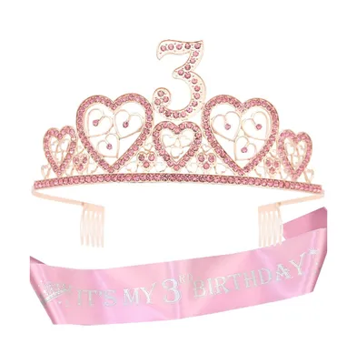 3rd Birthday Sash and Tiara for Girls - Perfect Princess Party Gifts