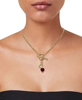 Pink Amethyst (2-3/4 ct. t.w.) & White Topaz Accent Heart Dangle 18" Pendant Necklace 14k Gold-Plated Sterling Silver (Also Garnet)