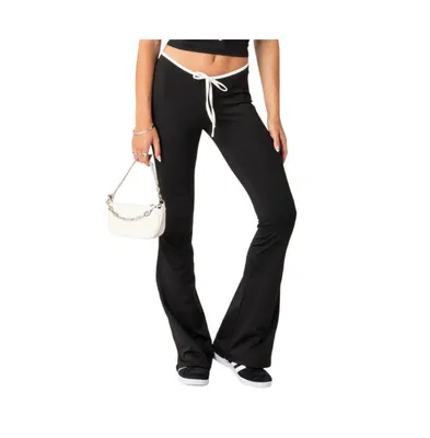 Women's Leighton contrast tie flared pants - Black-and