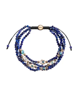 Karma and Luck Wise Belief - Lapis Enamel Evil Eye Hamsa Bracelet