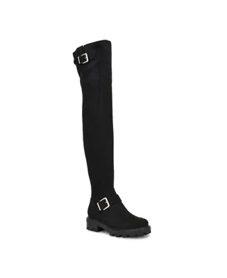 Nine West Women's Nans Lug Sole Over the Knee Boots - Black