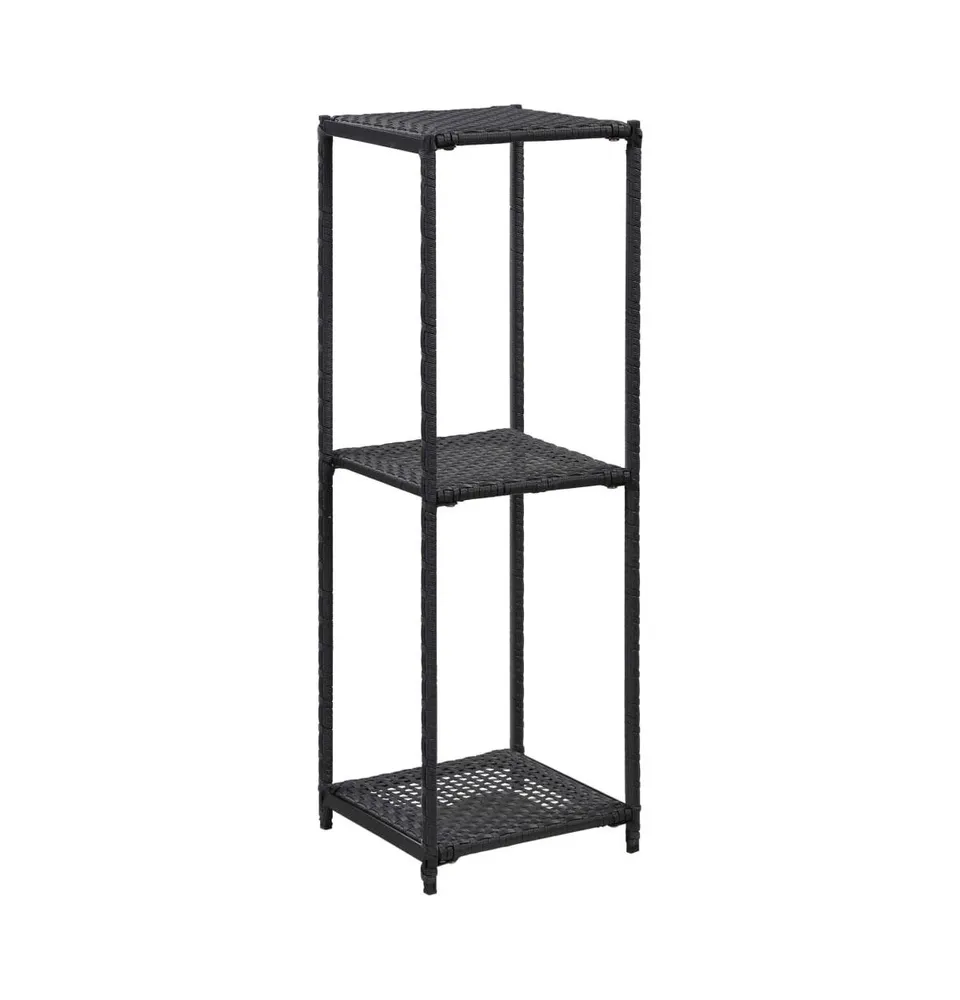 vidaXL Storage Shelf Black 11.8"x11.8"x35.4" Poly Rattan