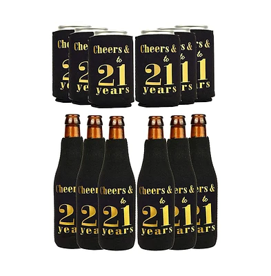 21st Birthday Decorations for Men, Can Cooler Sleeves, Party Supplies, Favors, and Gifts, Perfect for Celebrating the Big 21 Milestone