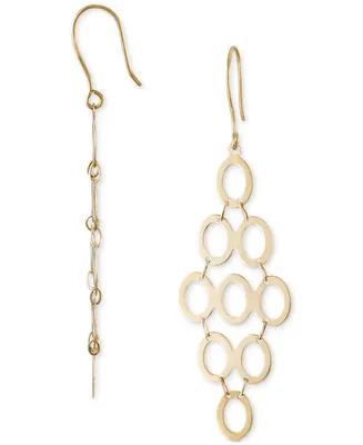Polished Multi-Circle Chandelier Drop Earrings in 10k Gold