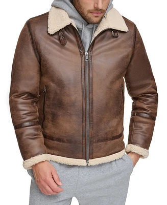 Calvin Klein Men's Classic Faux Shearling B-3 Bomber Jacket