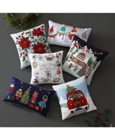 Id Home Fashions Twelve Days of Christmas Embroidered Holiday Decorative Pillow, 18"x18"