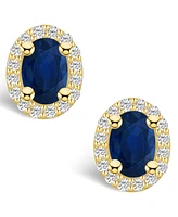 Macy's Sapphire (1-1/5 Ct. t.w.) and Diamond (1/4 Halo Stud Earrings