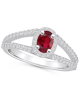 Macy's Ruby (5/8 Ct. t.w.) and Diamond (1/2 Halo Ring