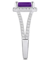 Macy's Amethyst (1-5/8 ct. t.w.) and Diamond (1/2 Halo Ring 14K White Gold