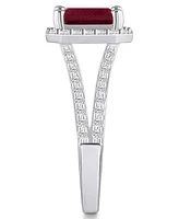 Macy's Garnet (2 ct. t.w.) and Diamond (1/2 Halo Ring 14K Gold