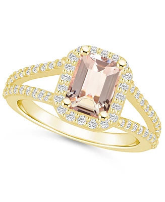Macy's Morganite (1-3/8 ct. t.w.) and Diamond (1/2 Halo Ring 14K Yellow Gold