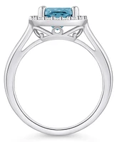 Macy's Aquamarine (2 ct. t.w.) and Diamond (1/4 Halo Ring 14K Gold