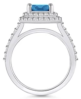 Macy's Blue Topaz and Diamond Accent Halo Ring 14K Gold