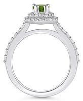 Macy's Peridot and Diamond Accent Halo Ring 14K Gold