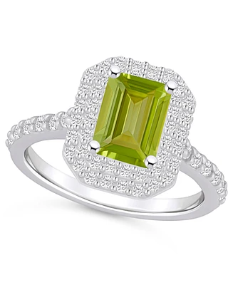 Peridot and Diamond Halo Ring