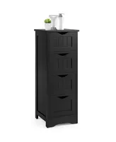 4-Drawer Bathroom Floor Cabinet Free Standing Storage Side Organizer