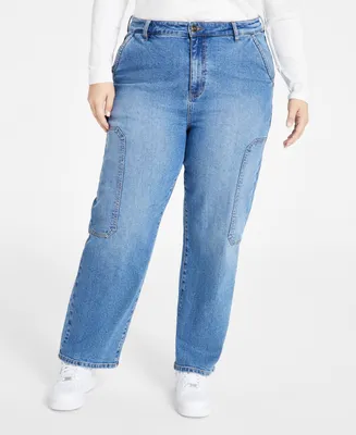And Now This Plus Size High-Rise Wide-Leg Cargo Jeans