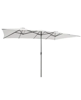15FT Double-Sided Patio Market Umbrella Large Crank Handle Vented Outdoor Twin