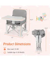 Costway Baby Travel Booster Seat with Double Tray Portable Folding Dining Chair