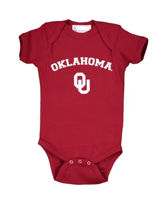 Infant Boys and Girls Crimson Oklahoma Sooners Arch & Logo Bodysuit