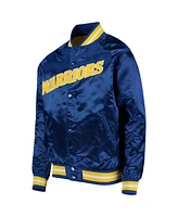 Big Boys Mitchell & Ness Royal Golden State Warriors Hardwood Classics Satin Raglan Full-Snap Jacket