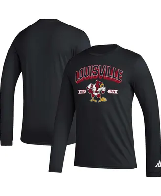 Men's adidas Black Louisville Cardinals Mighty Mascot Pregame Long Sleeve T-shirt