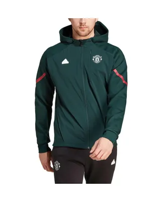 Men's adidas Green Manchester United Designed for Gameday Raglan Full-Zip Hoodie Jacket
