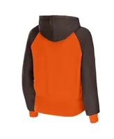 Women's Wear by Erin Andrews Orange Cleveland Browns Colorblock Lightweight Full-Zip Hoodie