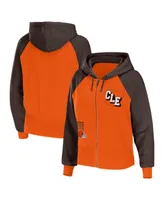 Women's Wear by Erin Andrews Orange Cleveland Browns Colorblock Lightweight Full-Zip Hoodie