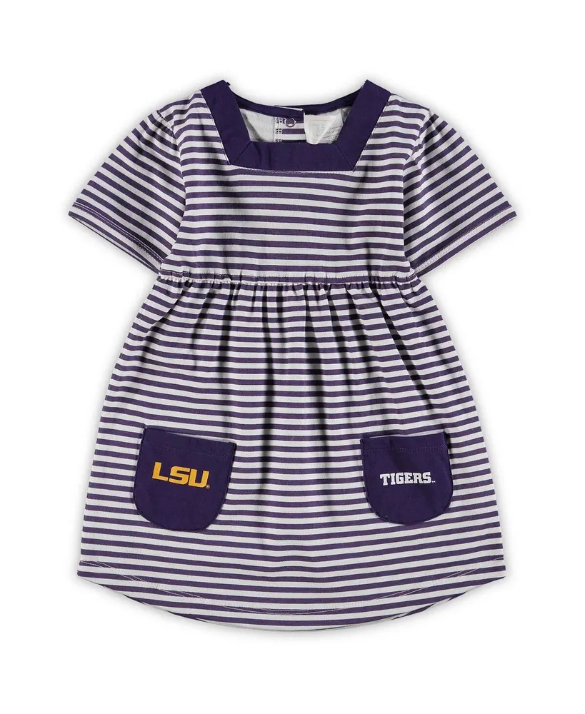 Girls Toddler Purple Lsu Tigers Striped Dress with Pockets