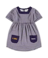 Girls Toddler Purple Lsu Tigers Striped Dress with Pockets