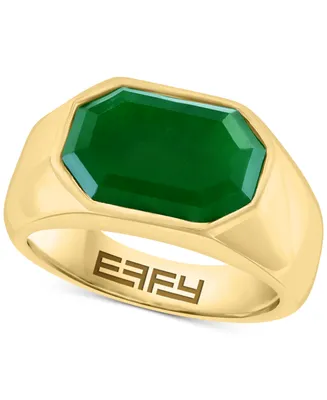 Effy Men's Jade Octagon Ring in 14k Gold-Plated Sterling Silver
