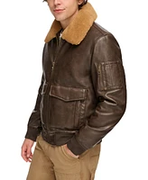 Tommy Hilfiger Men's Faux-Fur-Trim Faux-Leather Bomber Jacket