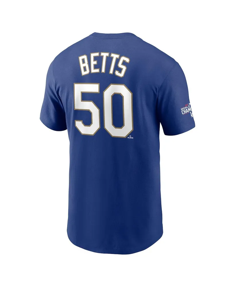 Nike Los Angeles Dodgers Men's Gold Name and Number Player T-Shirt Mookie Betts