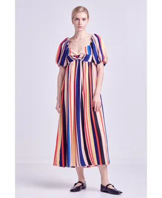 English Factory Women's Multi Color Stripe Maxi Dress