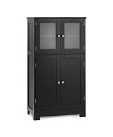 Costway Bathroom Floor Storage Cabinet Kitchen Cupboard w/Doors&Adjustable Shelf