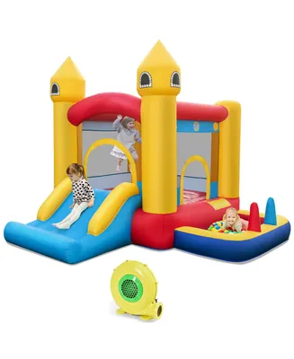Kids Bouncy Castle with Slide & Ball Pit Pool Ocean Balls & 480W Blower Included