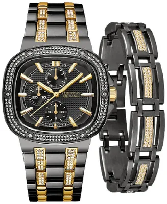American Exchange Men's Crystal Bracelet Watch 46mm Gift Set