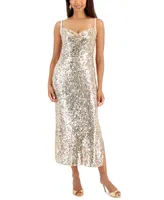 Taylor Women's Sequined Draped-Neck Sleeveless Dress