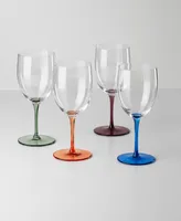 Oneida Bottoms Up Color Bottom Wine Glasses, Set of 4