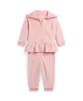 Polo Ralph Lauren Baby Girls Velour Hoodie and Jogger Pants Set