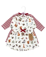 Touched by Nature Toddler Girls Organic Cotton Dresses, Woodland Alphabet