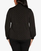 Belldini Black Label Plus Embellished Button-Front Top