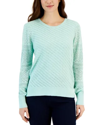 Style & Co Women's Pointelle Mixed-Stitch Sweater, Created for Macy's