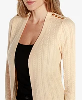 Belldini Black Label Women's Open Front Cable Knit Cardigan Sweater