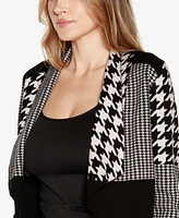 Belldini Black Label Multi Houndstooth Cropped Sweater Blazer