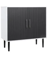 Homcom 2-Door Storage Cabinet with Adjustable Shelf, Free Standing Accent Sideboard and Buffet for Kitchen, Dining Room, or Hallway, Grey / White