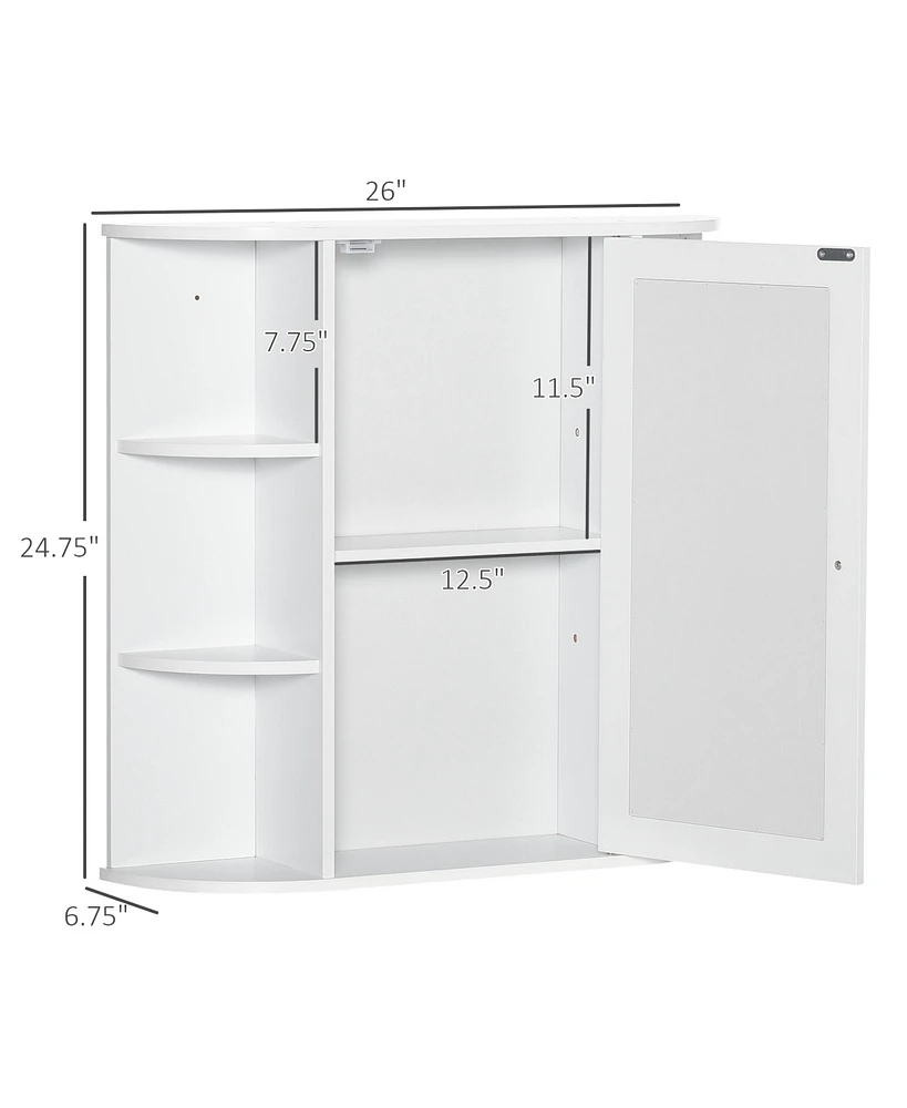 Homcom Wall Mount Medicine Cabinet, Over-the-Sink Bathroom Storage Organizer Cabinet with Mirrored Door and Multiple Shelves, White