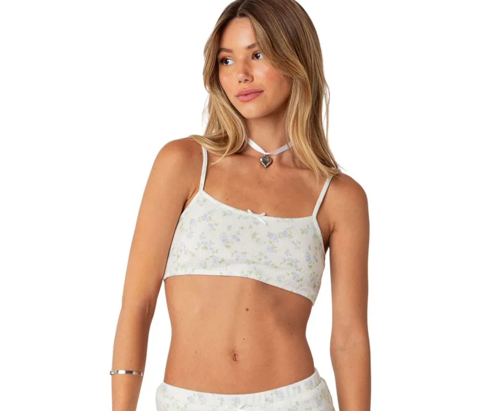 Women's Daydream printed waffle bra top