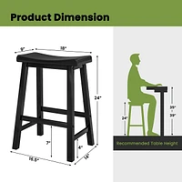 Costway Set of 2 Saddle Bar Stools Counter Height Dining Chairs with Wooden Legs